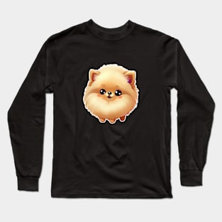 pomeranian dog pet portrait cute illustration Long Sleeve T-Shirt